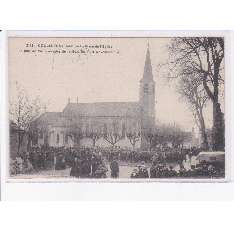 COULMIERS: la place de l'église le jour de l'anniversaire de la bataille du 9 novembre 1970 - très bon état