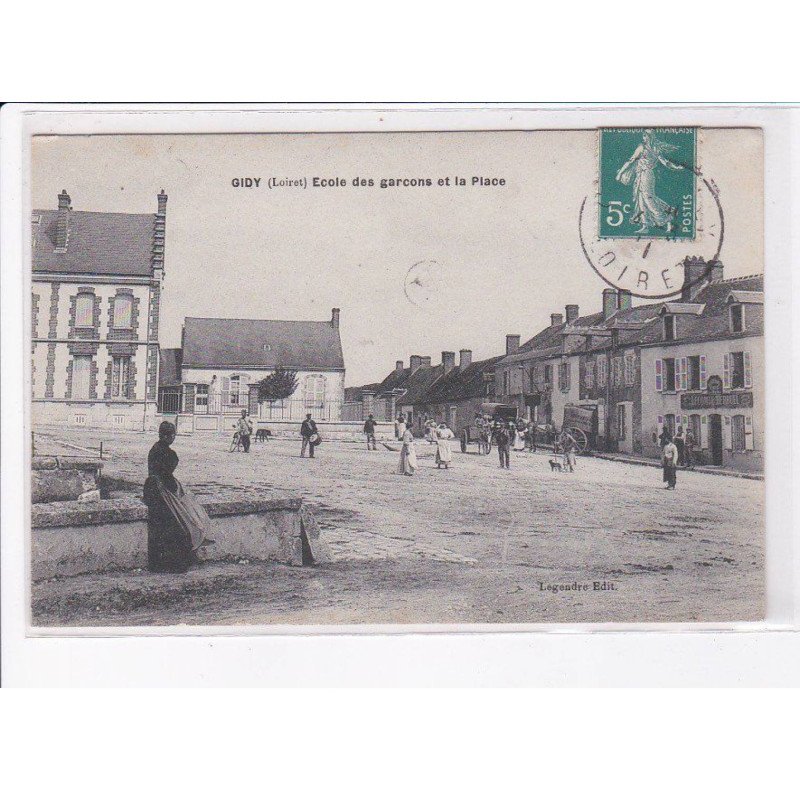 GIDY: école des garçons et la place, tambour de ville - très bon état