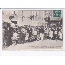 GIEN: comice agricole du 16 août 1908, concours de voitures à chiens décorées - état