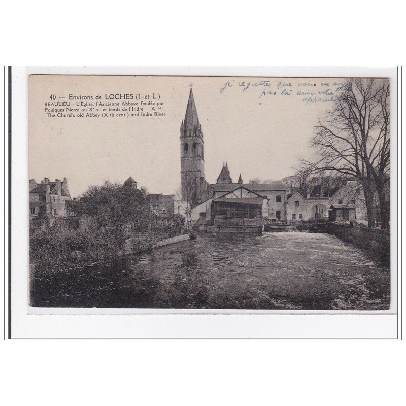 BEAULIEU : l'eglise, l'ancienne abbaye fondée par foulques nerra au Xe siecle - tres bon etat
