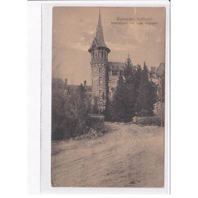 POLOGNE: BIALOWIES, russland, schlossturm mit russ wappen ( chateau ) - très bon état
