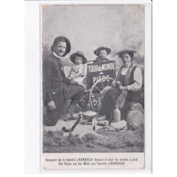 SUISSE: tour du monde souvenir de la famille Lagneaux faisant le tour du monde à pied - très bon état