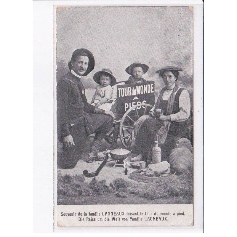 SUISSE: tour du monde souvenir de la famille Lagneaux faisant le tour du monde à pied - très bon état