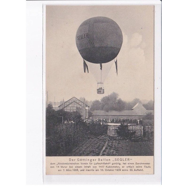 ALLEMAGNE: ballon rond, aviation, der göttinger ballon "segler" - très bon état