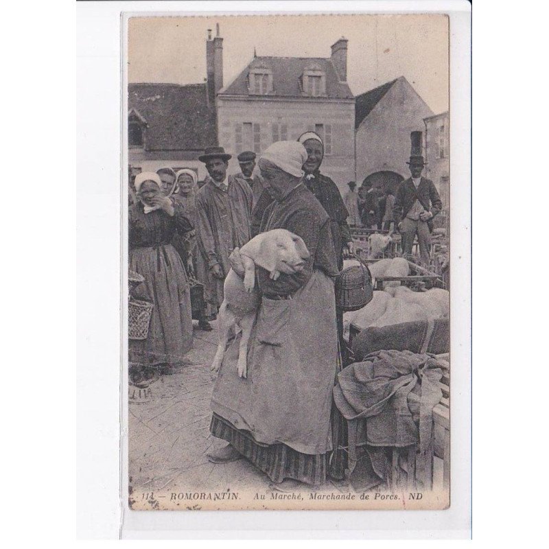 ROMORANTIN: au marché, marchande de porcs - très bon état