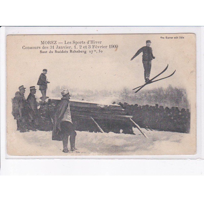 MOREZ: les sports d'hiver concours des 31 janvier 1900, saut du suédois Rehnberg - très bon état