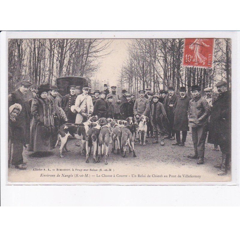 environs de NANGIS: la chasse à courre, un relai de chiens au pont de villefermoy - très bon état