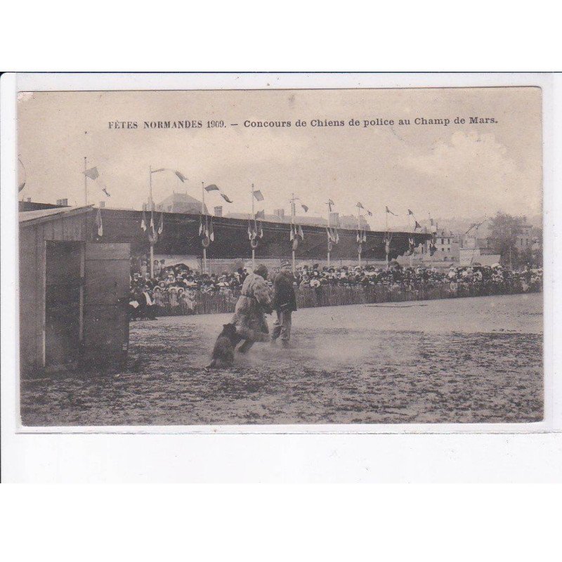 SEINE MARITIME: fêtes normandes 1909, concours de chiens de police au champ de mars - très bon état