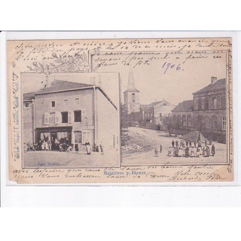 MAIZIERES: café michels, scène de rue - état