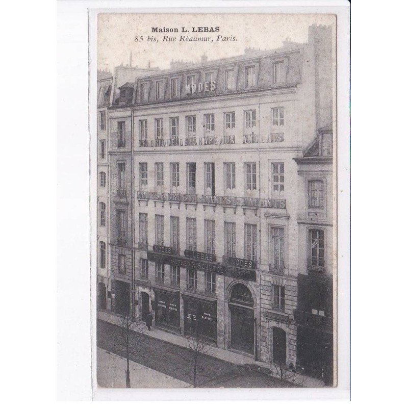 PARIS: 75002 maison L. Lebas, fabrique de chapeau anglais - très bon état