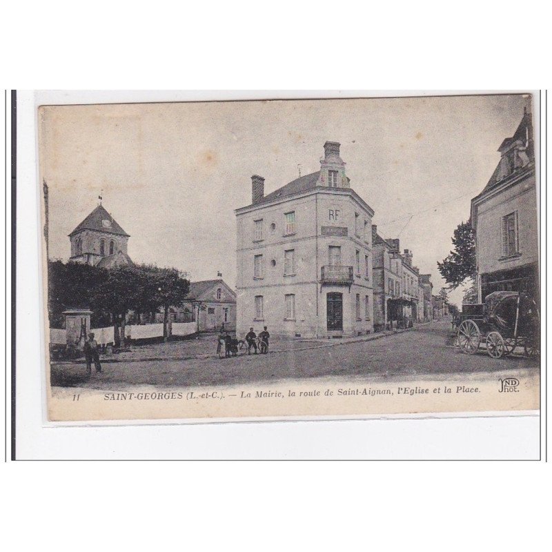 SAINT-GEORGES : la mairie, la route de saint-aignon, l'eglise et la place - tres bon etat