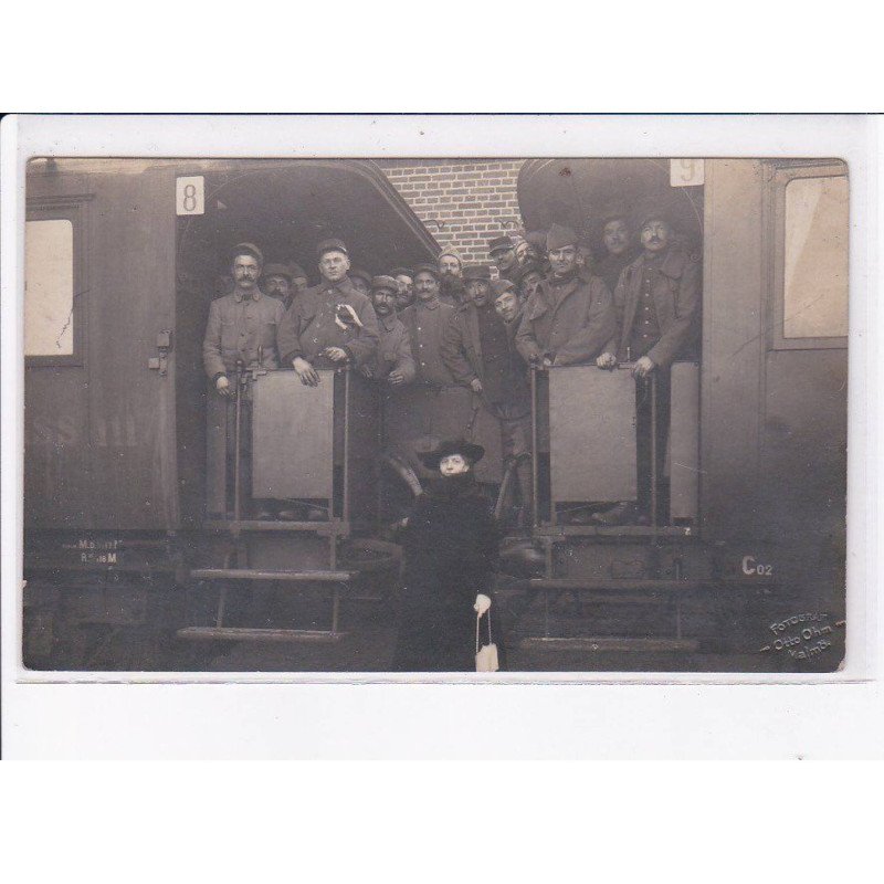 SUEDE: militaire, train en gare, souvenir de la visite en suède des prisonniers de guerre français 1919 - très bon état