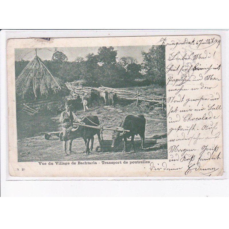 TURQUIE: bois, vue du village de bachtarla, transport de pouterelles - état