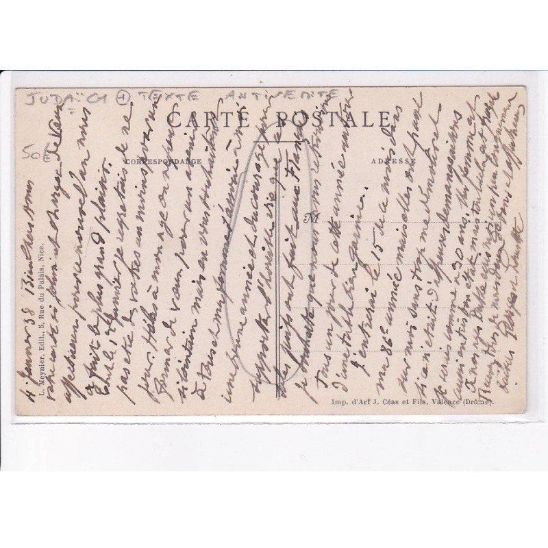 JUDAÏCA: texte antisémite, ile saint-hondrat, pierre comba - très bon état