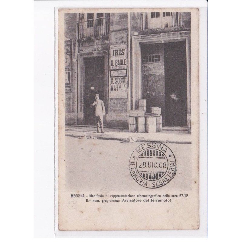 ITALIE: SICILIA: MESSINA: manifesto di rappresentazione cinematografica della sera 27-12, cinéma - état