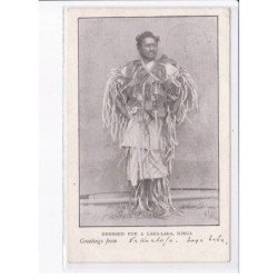 TONGA: dressed for laka-laka, greetings from, envoyée à tahiti - très bon état
