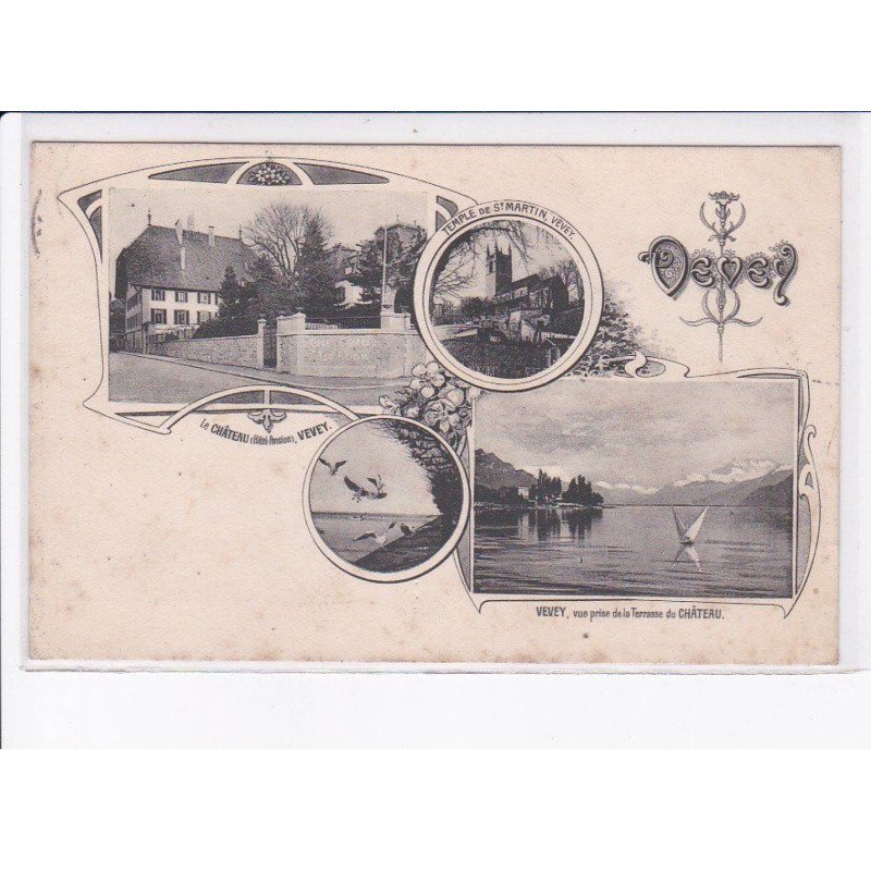 SUISSE: VAUD: VEVEY: le château, vue prise de la terrasse - état