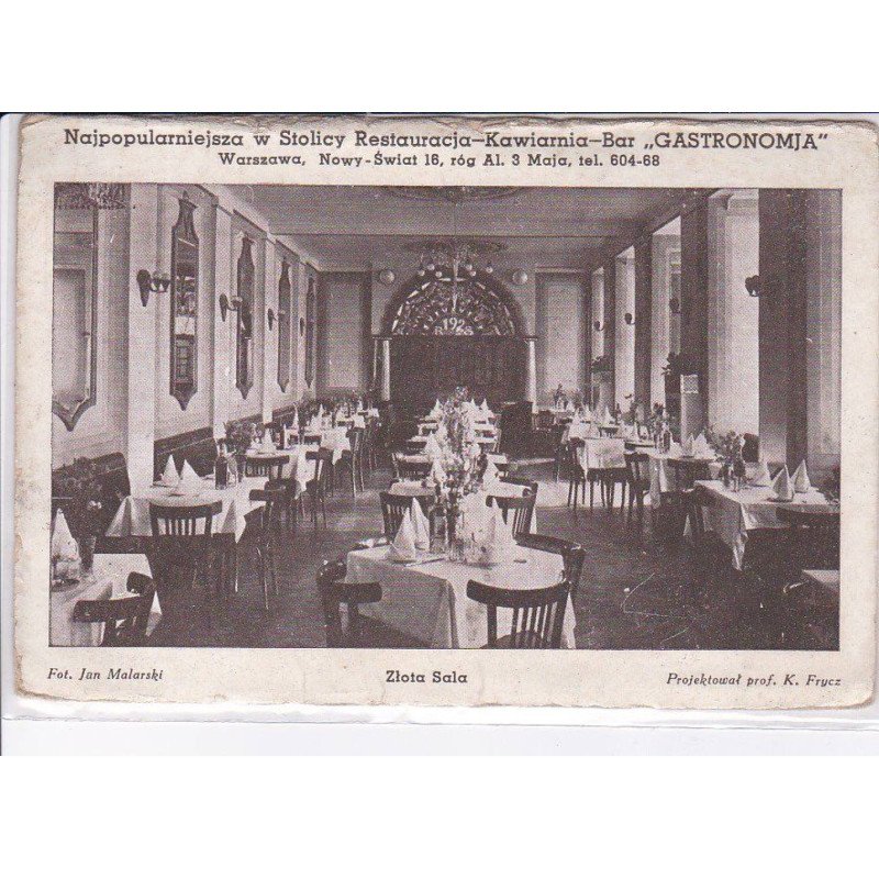POLOGNE: VARSOVIE: restauracja-kawiarnia-bar "gastronomja" zlota sala - état