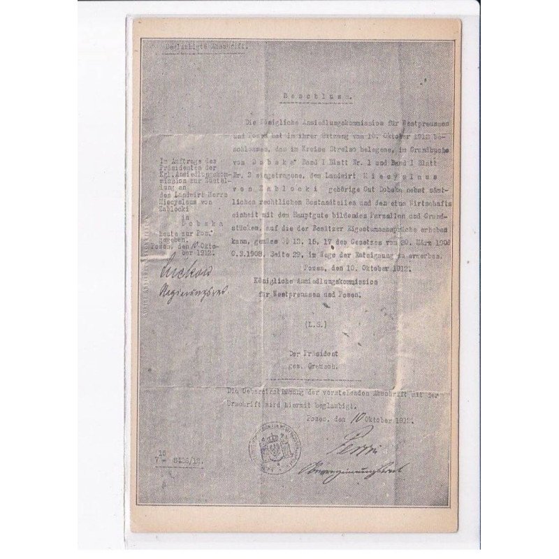 POLOGNE:lettre d'un président, Gremosh (?) - très bon état