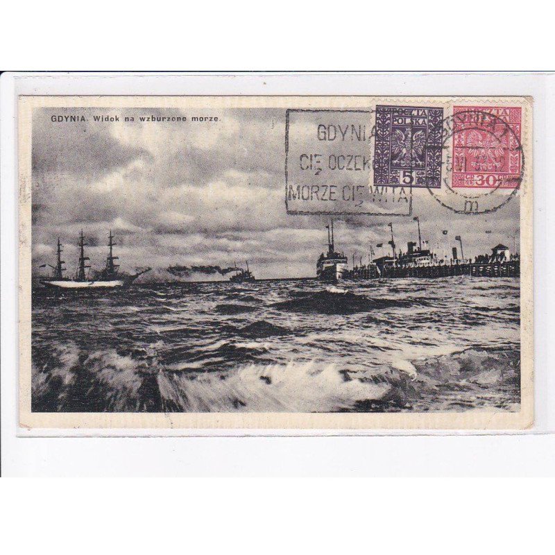 POLOGNE: GDYNIA: widok na wzburzone morze - très bon état