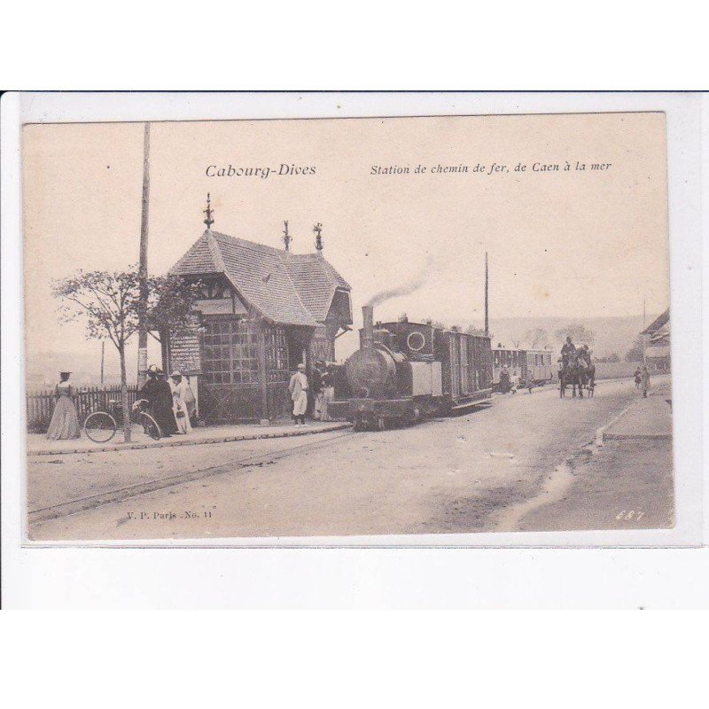 CABOURG-DIVES: station de chemin de fer, de caen à la mer, train - très bon état