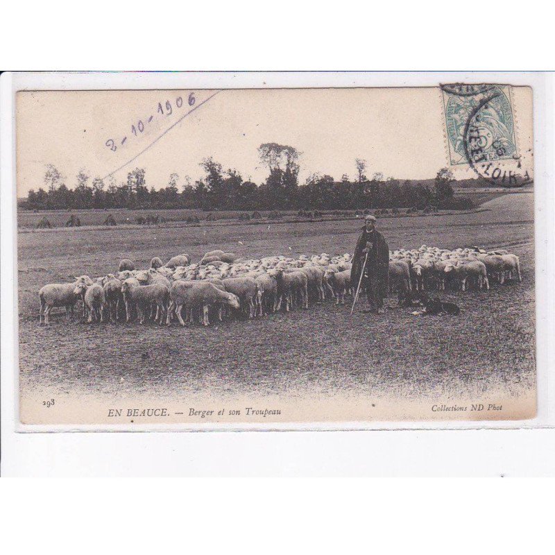EURE ET LOIR: en beauce, berger et son troupeau - très bon état