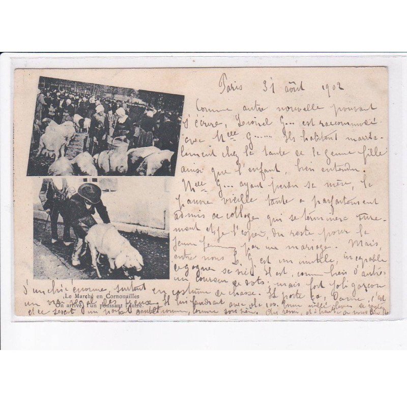 FINISTERE: le marché en cornouailles, on arrive, l'un poussant l'autre - très bon état