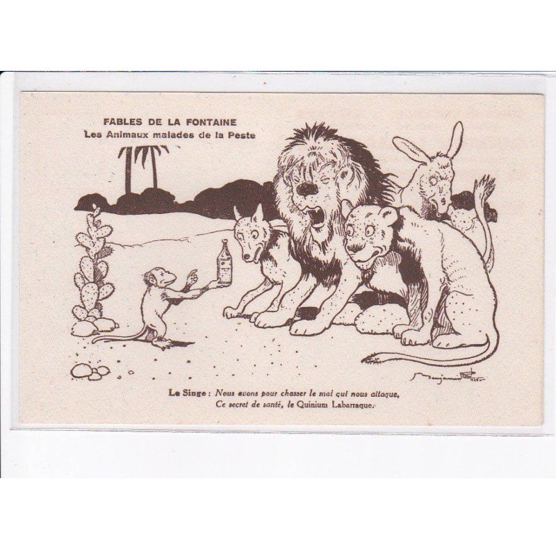 RABIER Benjamin: fables de la fontaine les animaux malades de la peste, le singe, quinium labarraque - très bon état