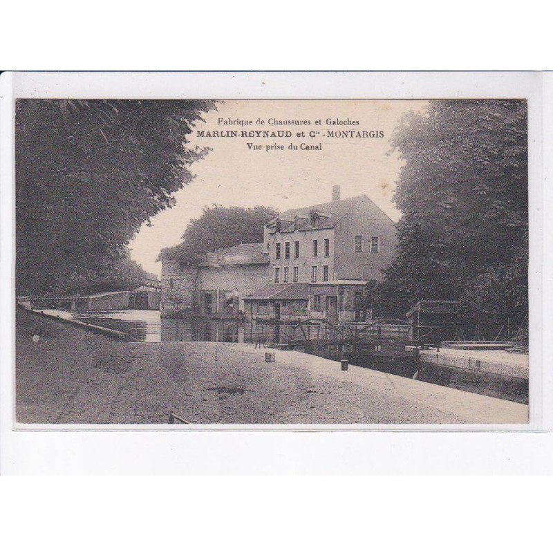 MONTARGIS: fabrique de chaussures et galoches marlin-reynaud, vue prise du canal - très bon état