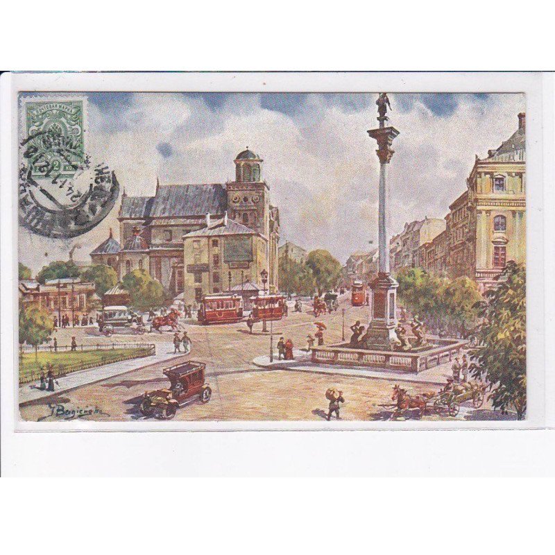 POLOGNE: WARSZAWA: VARSOVIE: le palais royal et le monument du roi sigismond - très bon état