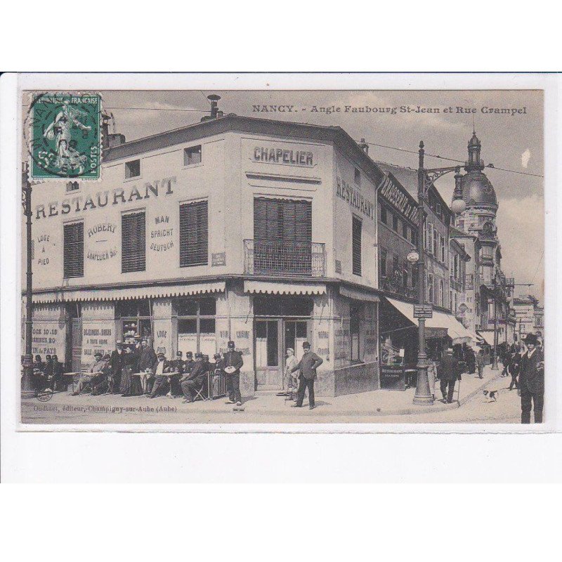 NANCY: angle faubourg saint-jean et rue crampel, chapelier restaurant - très bon état