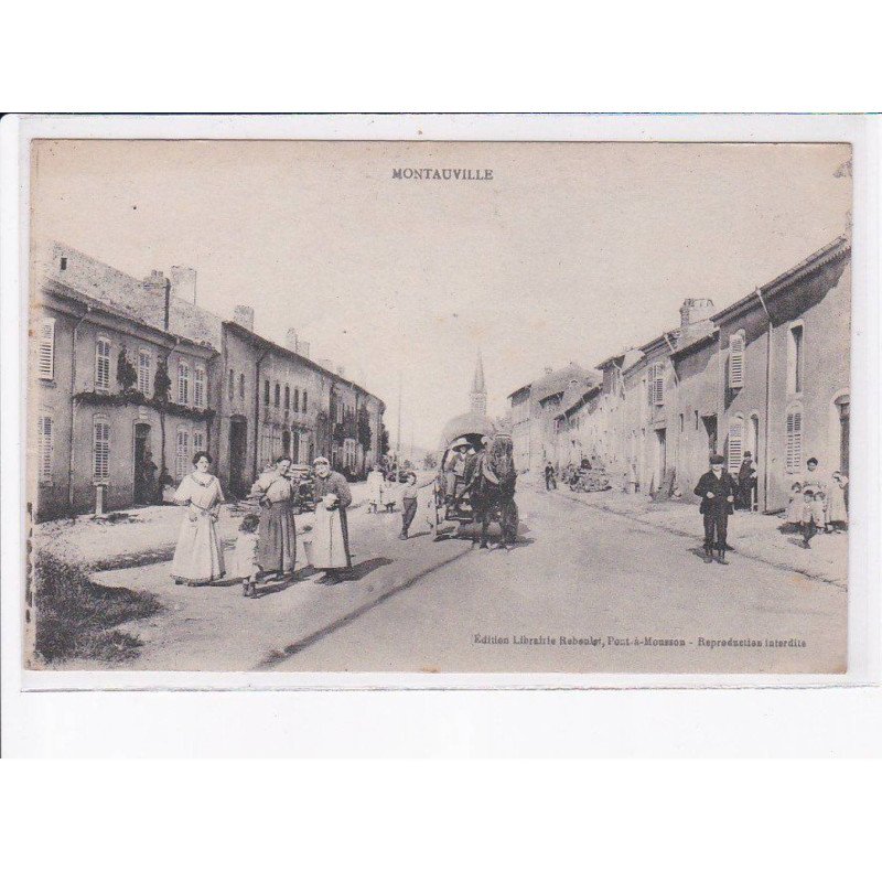 MONTAUVILLE: scène de village, attelage - état