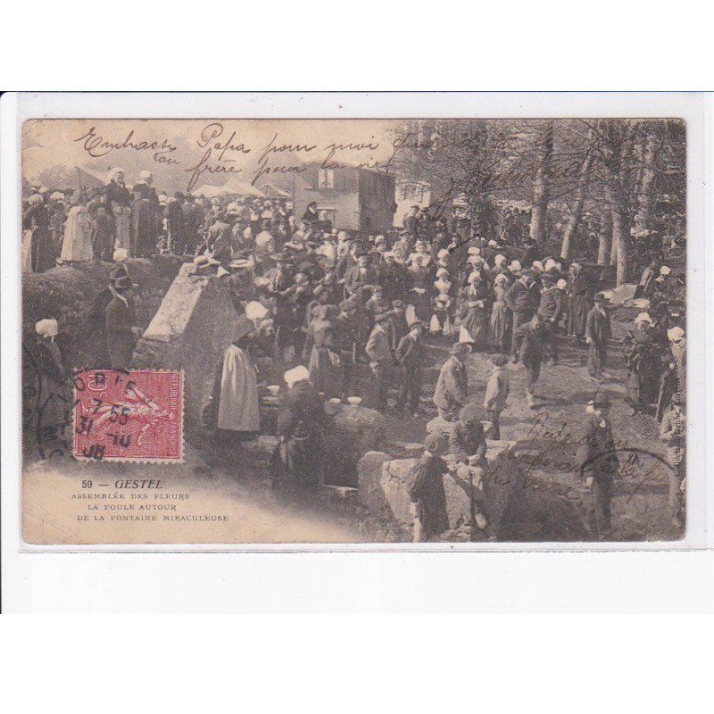 GESTEL: assemblée des fleurs, la foule autour de la fontaine miraculeuse - état