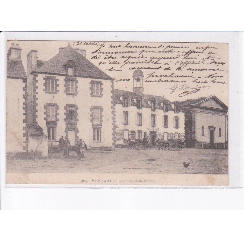 MUZILLAC: la place de la mairie, attelage - très bon état
