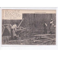 NIEVRE: fendeurs au travail, bois - très bon état