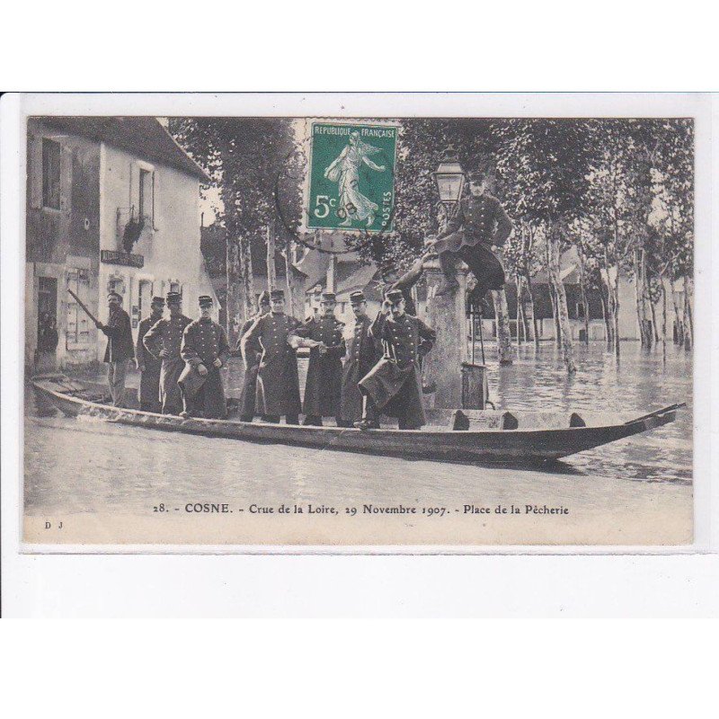 COSNE: crue de la loire, 19 novembre 1907, place de la pêcherie - très bon état
