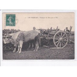 NIEVRE: transport du bois pour le flot, attelage boeufs