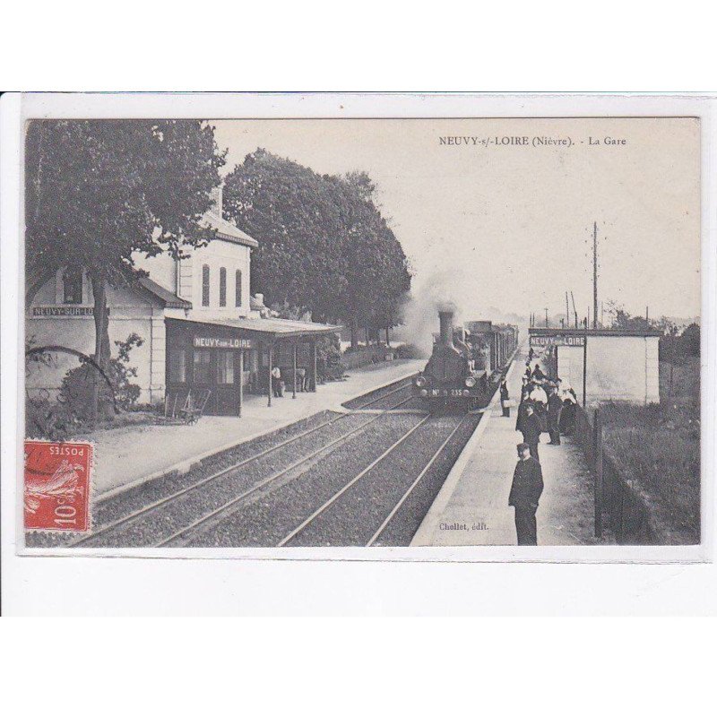 NEUVY-sur-LOIRE: la gare, train - très bon état
