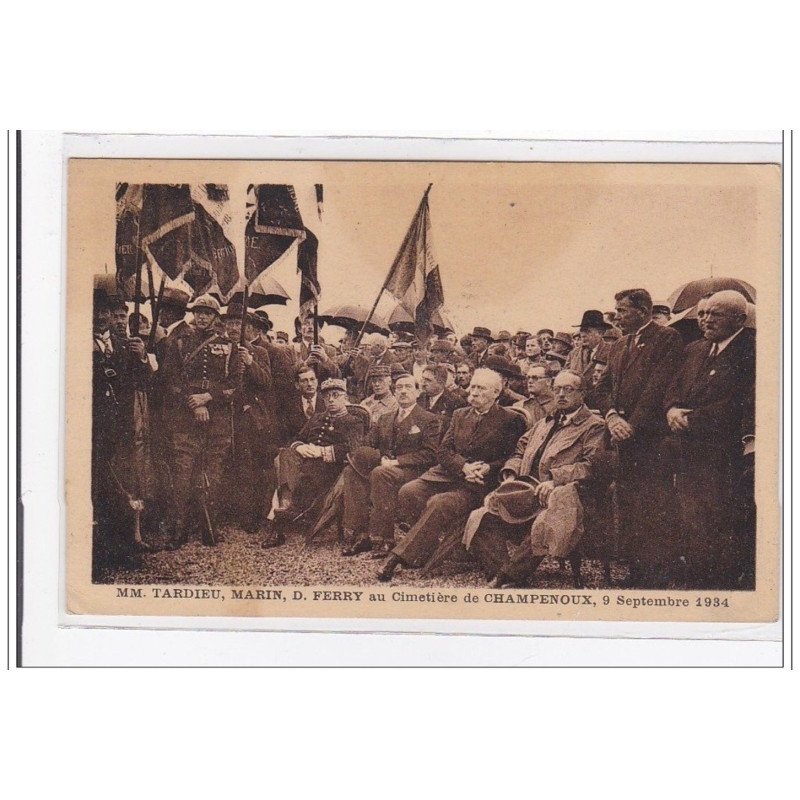 CHAMPENOUX : MM. TARDIEU, MARTIN, D.FERRY au cimetiere, 9 septembre 1934 - etat