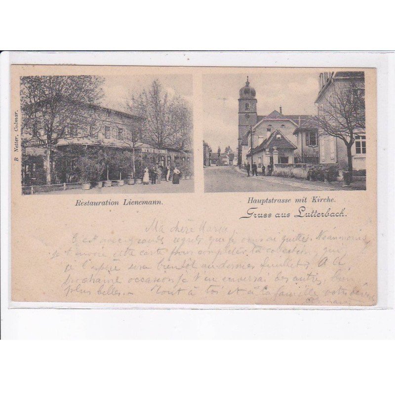 LUTTERBACH: gruss aus, restauration lienemann, hauptstrasse mit kirche - très bon état