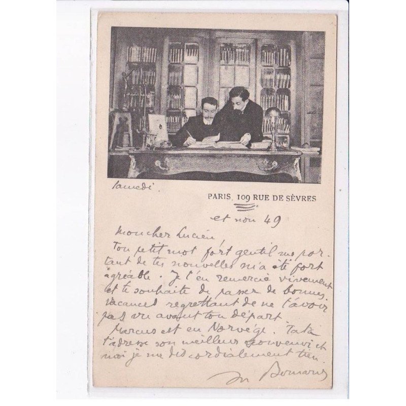 PARIS: 75007, 109 rue du sèvres, personnages dans bureau, bibliothèque - très bon état