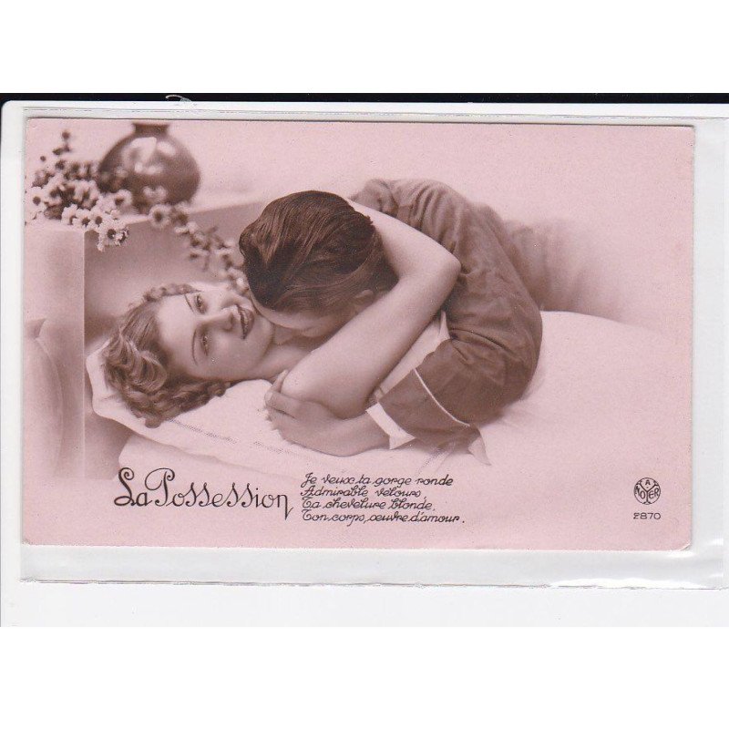 FANTAISIE: femme et homme, couple, bisou - très bon état