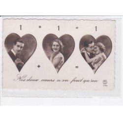 FANTAISIE: femme et homme, couple, nos deux coeurs n'en font qu'un - très bon état