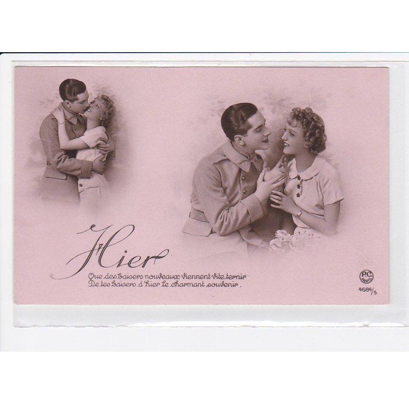 FANTAISIE: femme et homme, couple, bisou - très bon état