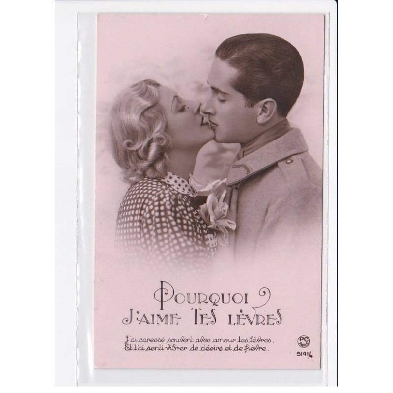 FANTAISIE: femme et homme couple, bisou - très bon état