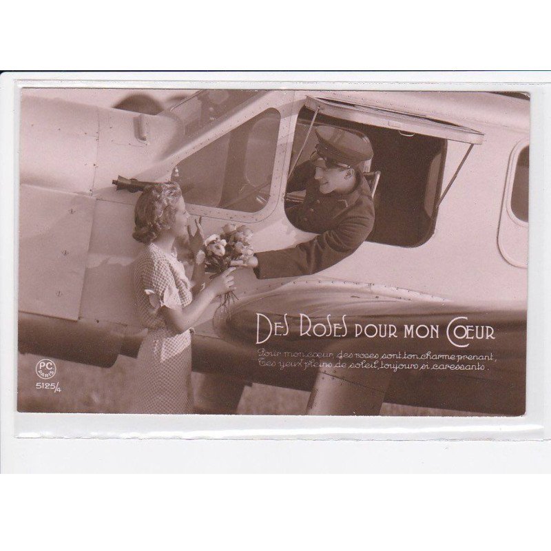 FANTAISIE: femme et homme, couple, aviation - très bon état