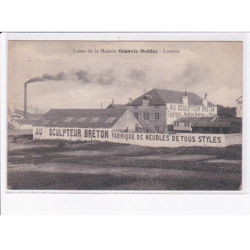 LORIENT: usine de la maison goanvic-boëdec, au sculpteur breton, fabrique de meubles, bois - très bon état