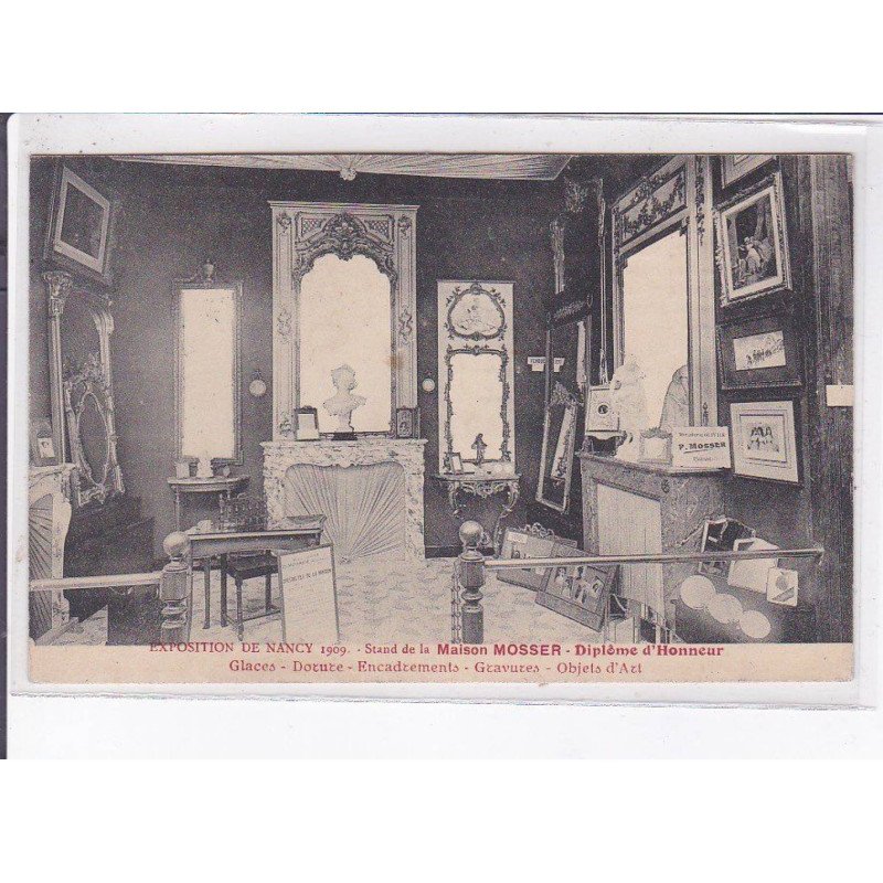 NANCY: exposition de 1909, stand de la maison mosser, diplôme d'honneur - très bon état