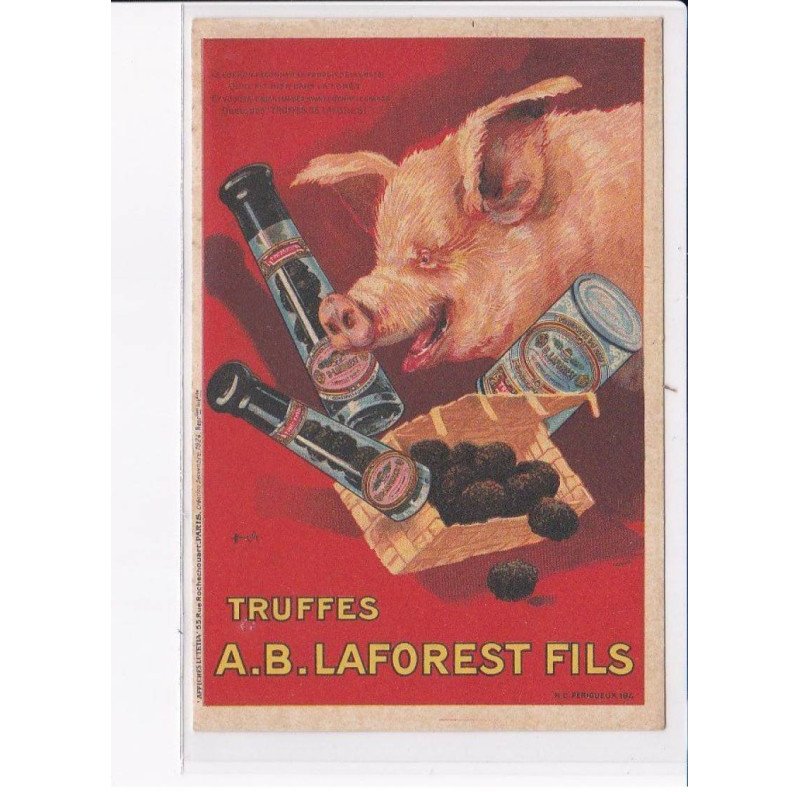 illustrateur, champignons, Auzolle Marcellin, publicité, truffes .B. la forest fils - très bon état