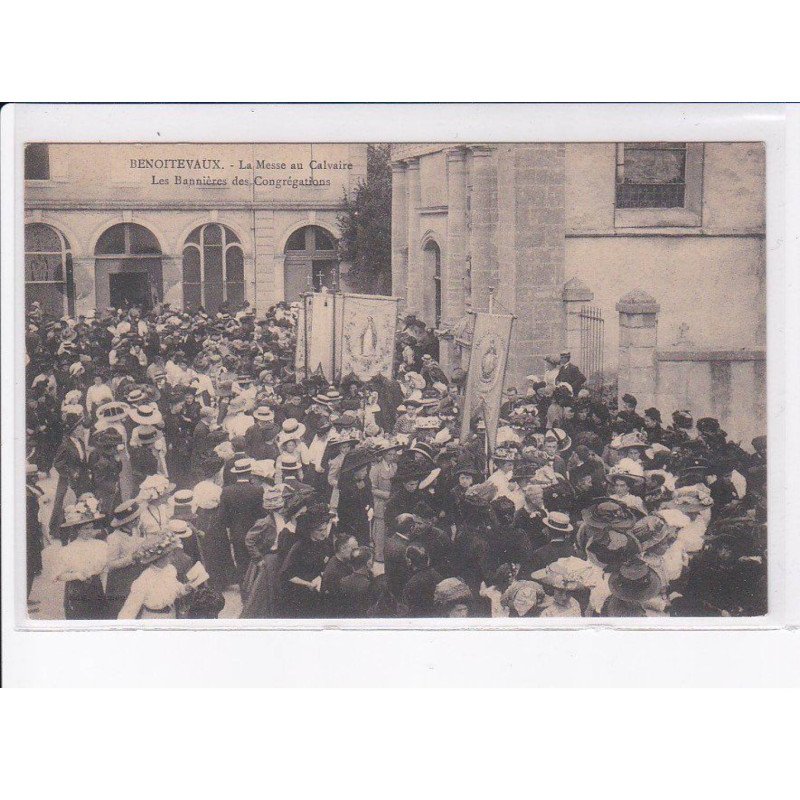 BENOITEVAUX: la messe au calvaire, les bannières des congrégations - très bon état